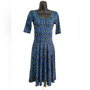 Lularoe Nicole Blue Dress Size XS A9